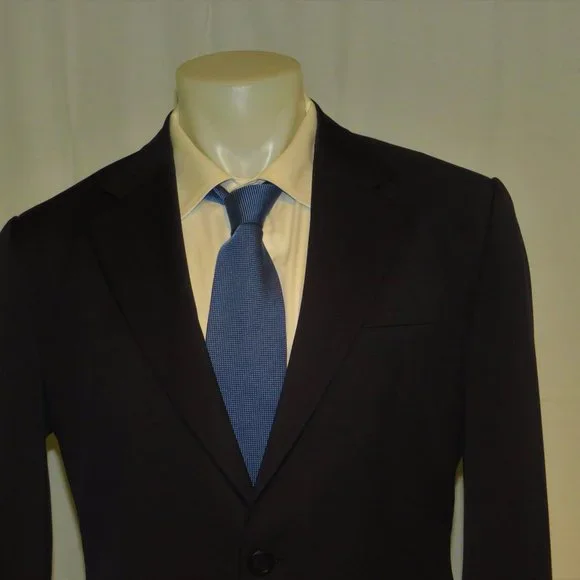 Versace Mainline x Castangia Recent Dark Blue Woven Two Button Suit Jacket 40L